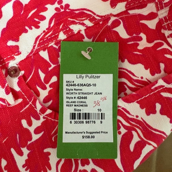NWT Lilly Pulitzer Worth straight jeans Island Coral Reef Madness 10 - Picture 5 of 5